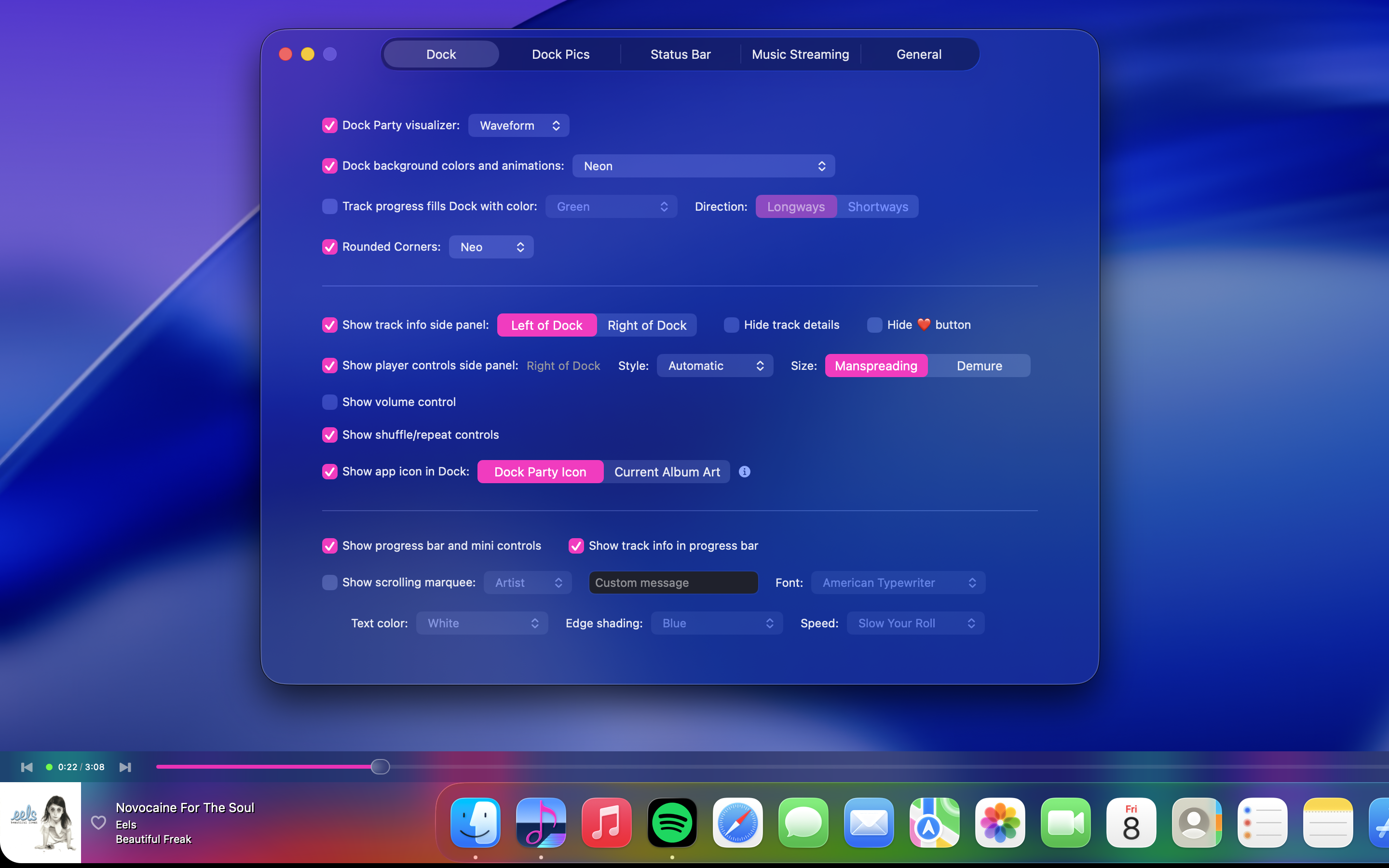 macOS Dock settings